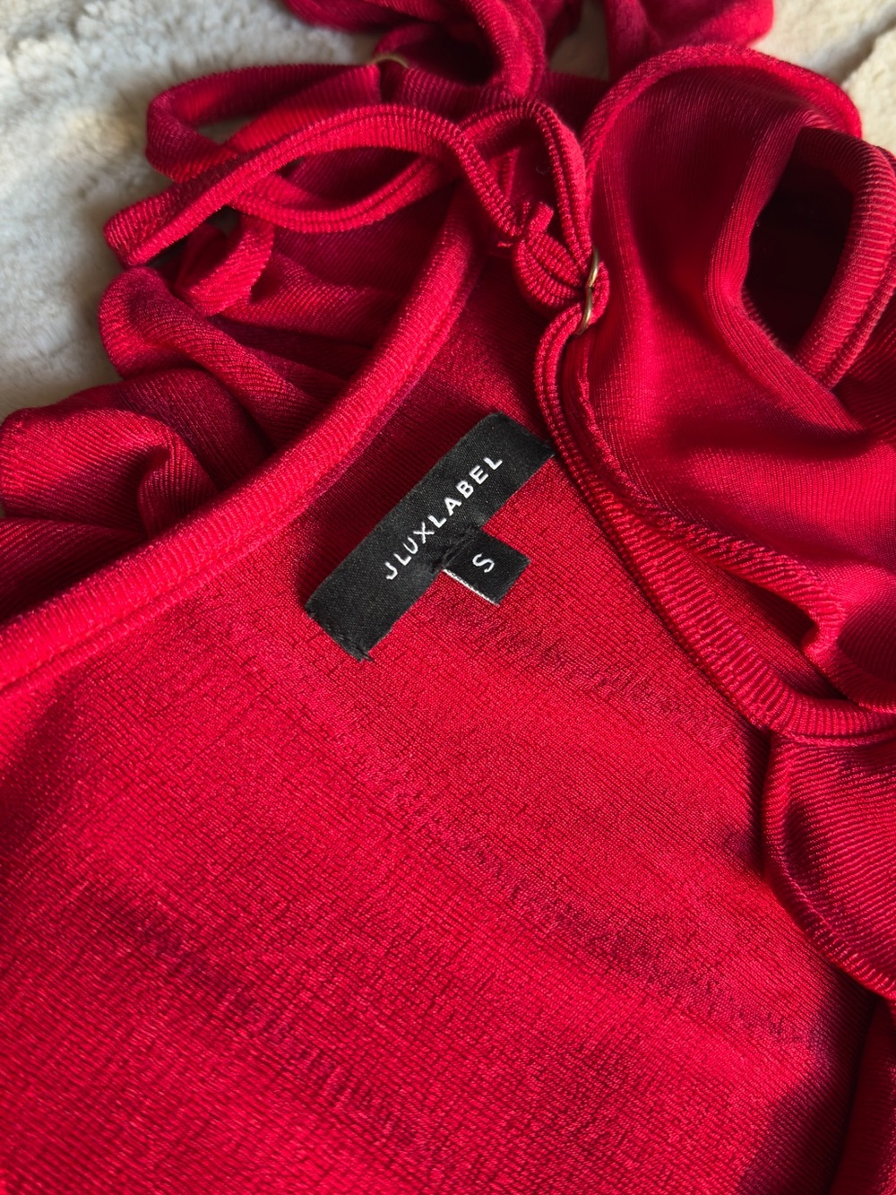 JLUXLABEL Red Ruffle-Trim Maxi Dress - Picture 4 of 7